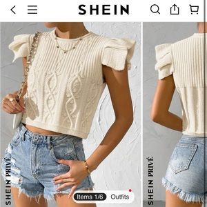 Cream short sleeve sweater